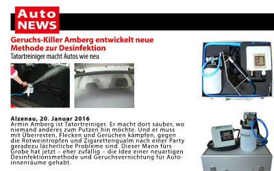 Auto News: Geruchs-Killer Amberg entwickelt neue Methode zur Desinfektion